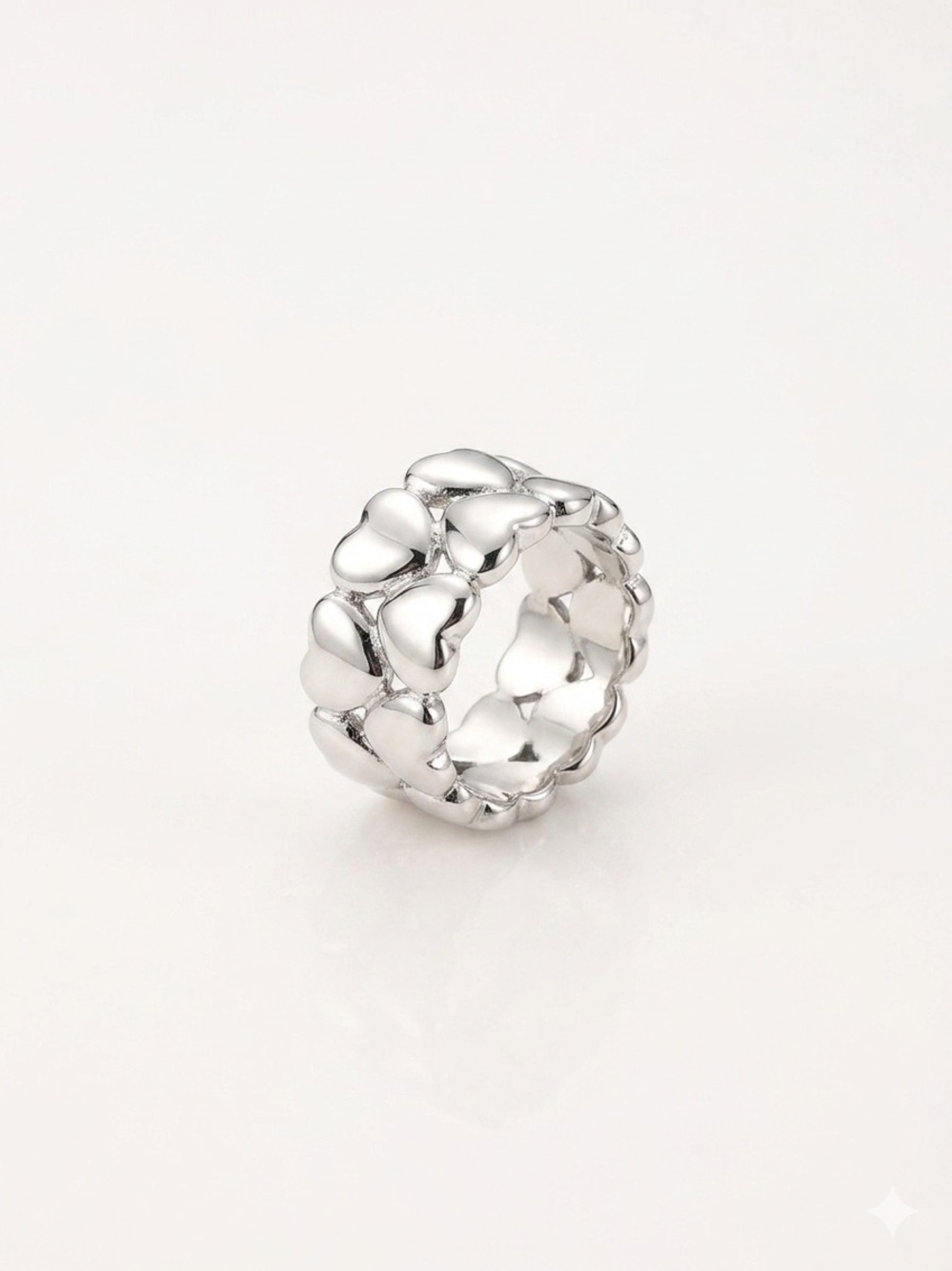 NEW 925 Sterling Silver Heart Cluster Puffy Ring